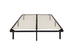 Estrutura Da Cama 160 X 190 Cm, Cama Casal De Madeira Maciça Com Base E Perna De Ripas De Ripas, Armazenamento Por Baixo, Preta Cs
