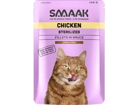Comida úmida Para Gato Adulto Esterilizado Sem Cereais Sachê de Frango Smaak