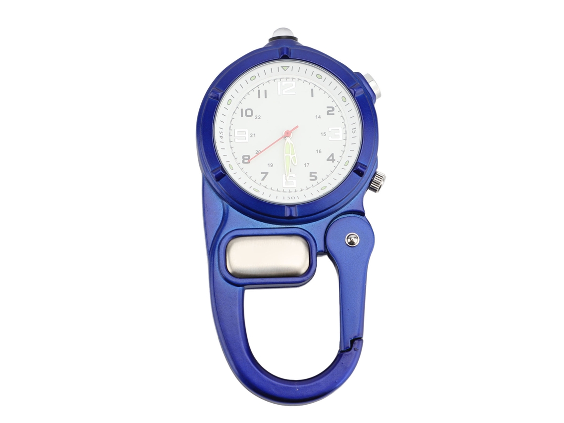Relógio com Clip Carabiner com Lanterna Led para Alpinismo Mochila Azul