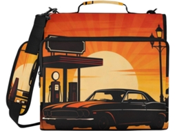 Pasta Organizadora para Posto de Gasolina Sunset, 3,8 cm x 1,5 Polegadas, 3 Anéis com Tira, Diversas Opções de Bolsas, Organizador
