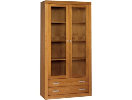 Vitrina com 2 Portas e 2 Gavetas Pinho Maciço MOBLIT Série Kalpe Medidas: 200X100X37 Cm Alturaxlarguraxprofundidade Cor Cereja.