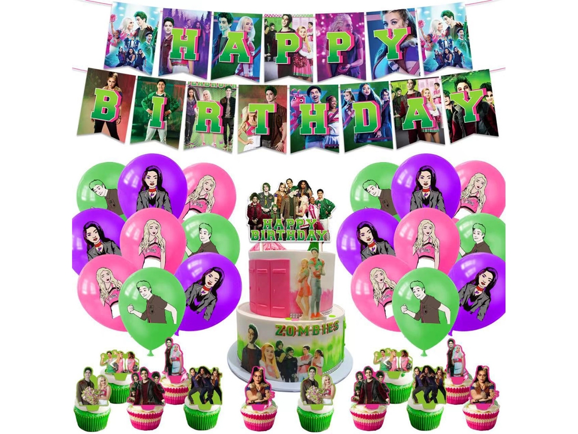 Suprimentos Para Festa De Aniversário Com Tema Zumbi, Balões, Banners, Toppers De Bolo, Conjunto De Decoração