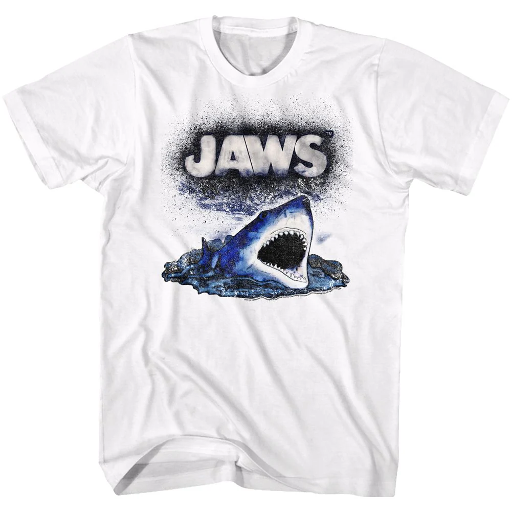 Unisex Adult T-shirt Rockinstone Jaws Movie Watch Out White Sizexxxl