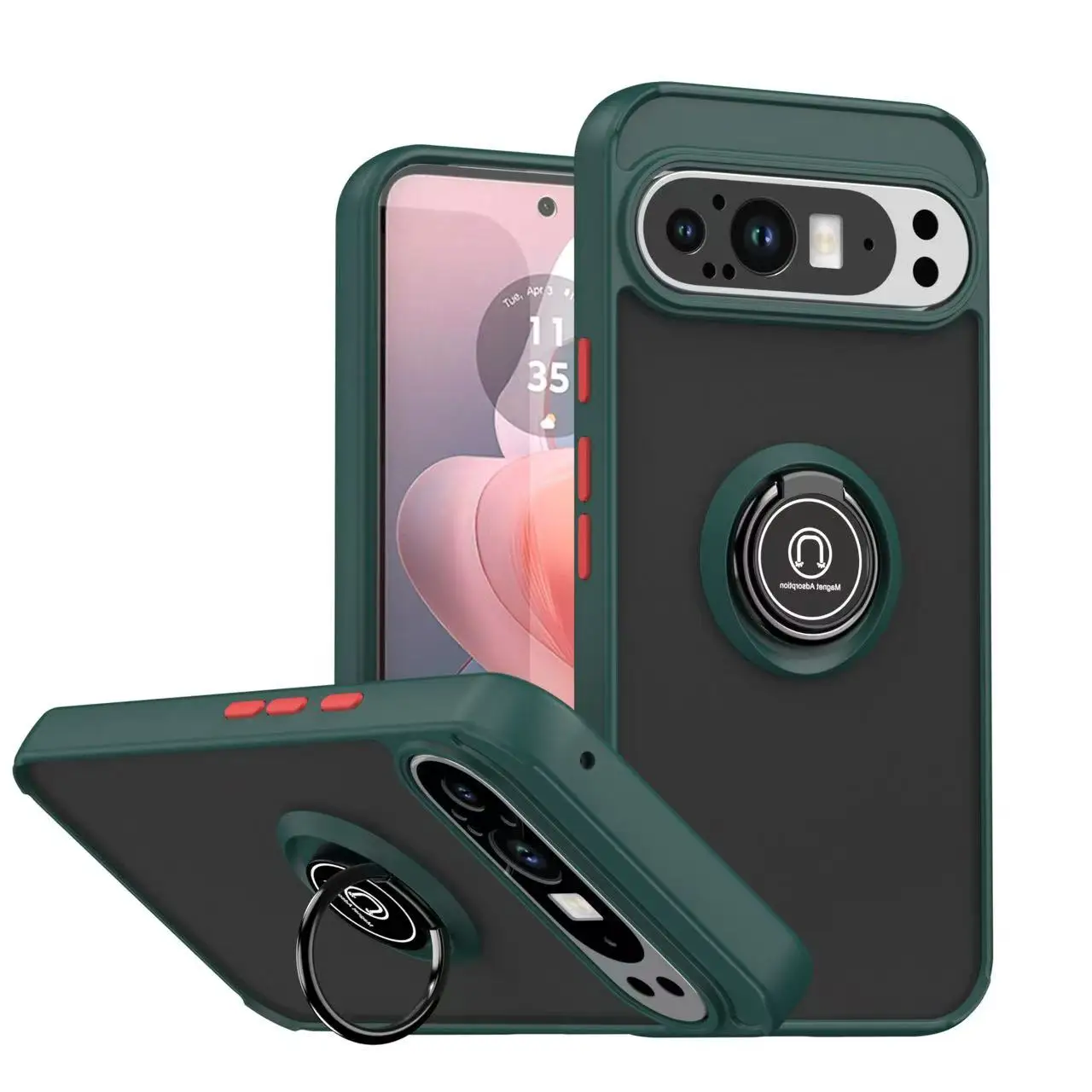 (verde, Google Pixel 9) Capa Para Celular Com Suporte Magnético Em Anel, Capa Protetora Fosca À Prova De Choque