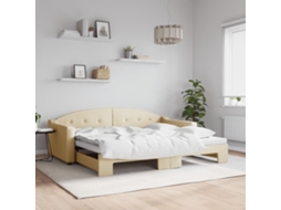 Vidaxl Sofá-cama Com Gavetão 90x200 Cm Tecido Cor Creme
