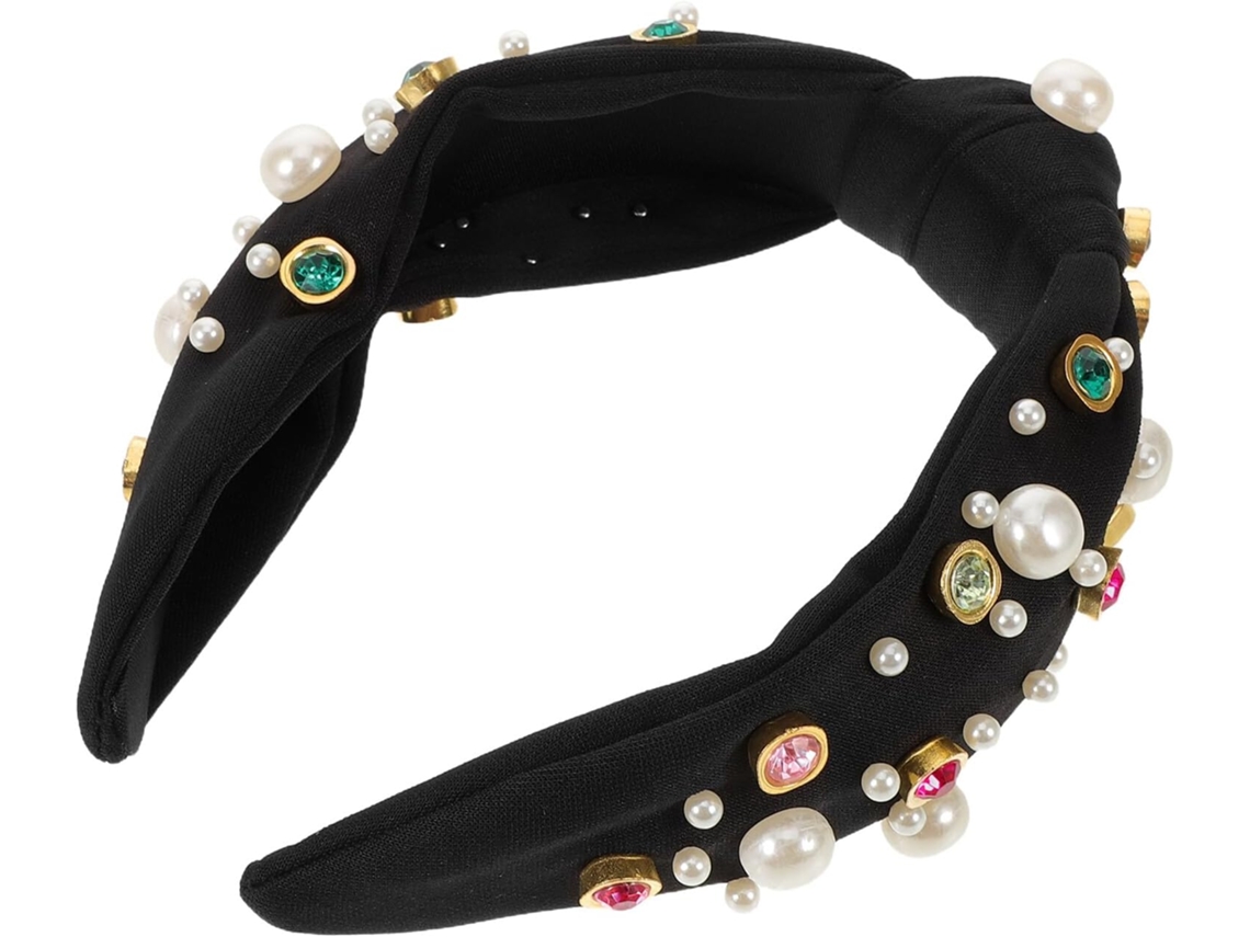 Tiara Longa Com Nó, Pérolas E Cristais - Tiara Elegante Para Mulher