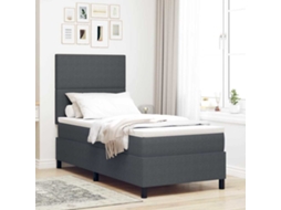 Vidaxl Cama Box Spring Led Cinza Escuro E Branco 90 X 200 Cm