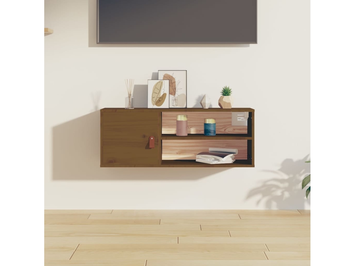 Vidaxl Armário De Parede 80x30x30 Cm Pinho Maciço Castanho Mel