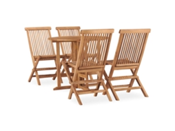 Vidaxl 5 Pcs Conjunto Jantar Dobrável P/ Exterior Madeira Teca Maciça