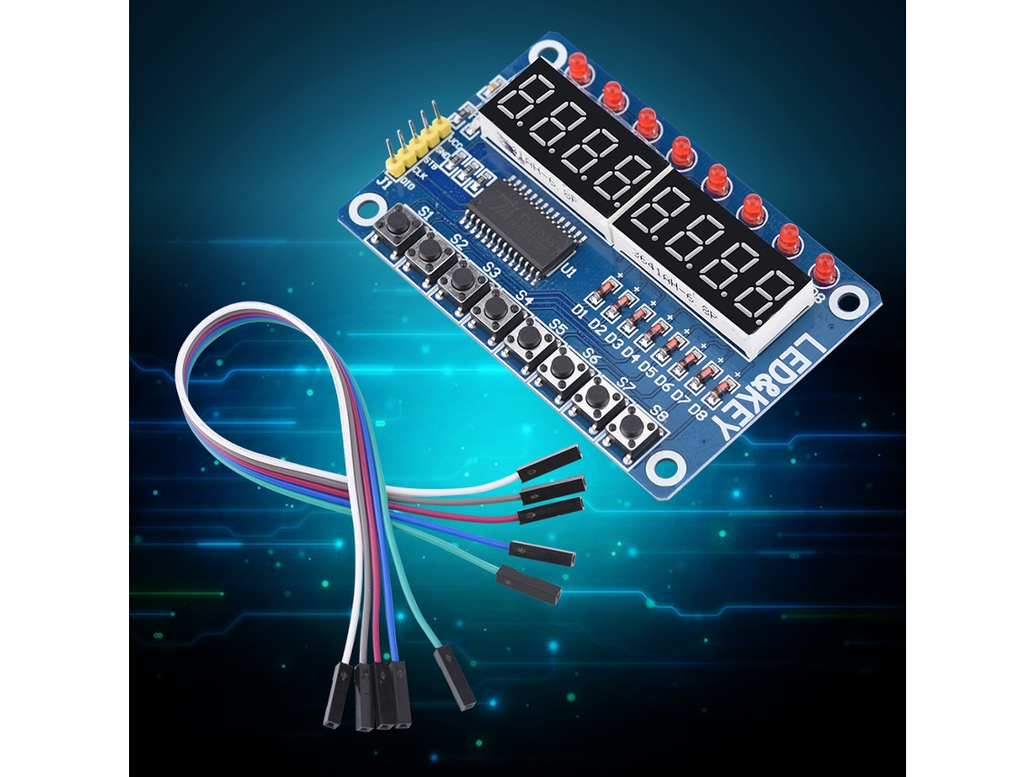Laxiscreed Tm1638 Módulo De Display Led Digital Com 8 Chaves E Circuito Driver Para Projetos Eletrónicos