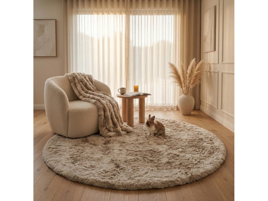 Consilio Concept Tapete De Pele Sintética Cloud Super Soft 160x160 Cm Bege