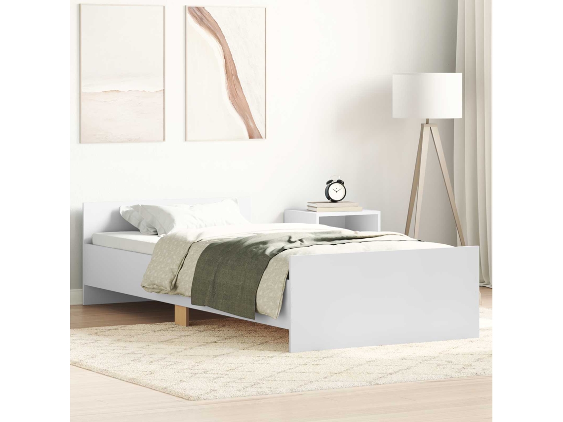 Vidaxl Estrutura Da Cama Com Cabeceira Branco Derivados De Madeira