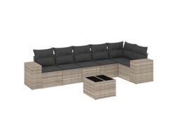 Conjunto de 7 Sofás Jardim com Almofadões Vime Pe Cinzento Claro MAISON EXCLUSIVE (7 pcs)