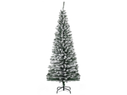 Árvore De Natal Estreita 180 Cm, Verde E Branca, 492 Galhos, Efeito Neve, Suporte Metálico Para Sala De Estar