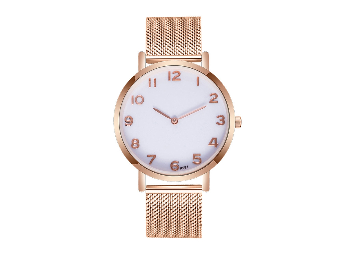 Reloj De Pulsera Hombre Moda Empresarial Quartzo Correa De Malla De Aleación Oro Rosa