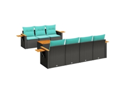 Conjunto de 8 Sofás P/ Jardim C/ Almofadões Vime Pe Preto MAISON EXCLUSIVE (8 pcs)