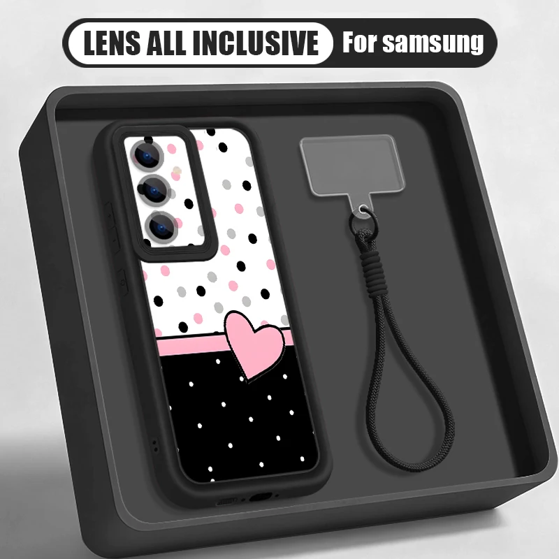 Capa Para Celular Samsung Galaxy S25 Edge Com Cordão E Estampa De Coração (preta)