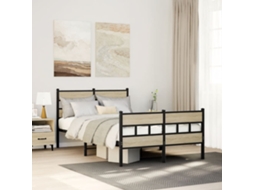 Vidaxl Estrutura De Cama Sem Colchão 120x200 Cm Metal Carvalho Sonoma