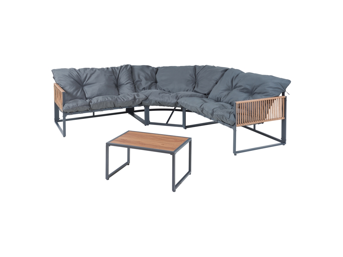 Conjunto De Mobiliário De Jardim Karg Mesa Sofá Cinzento Escuro / Rotim Casa.pro