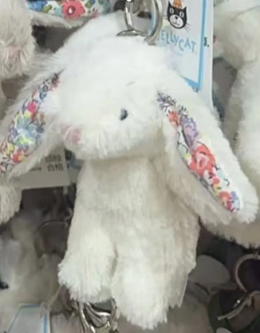 Chaveiro de Pelúcia Fofo de Coelho Branco, Pingente de Brinquedo Macio. Decoração para Bolsa. MDUG