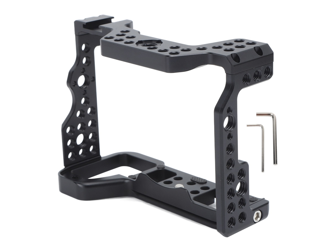 Gaiola de liga de alumínio para câmera com furos para parafusos de 1/4" e 3/8" e sapata fria para câmeras A7R3 e A74 (LAXISCREED).
