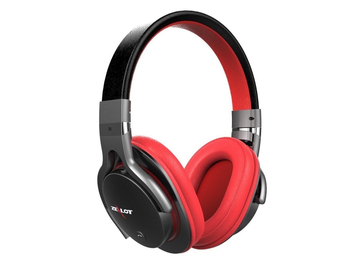 Auscultadores Bluetooth Original Zealot B5 Stereo Bass 4.0 Headphones Over Ear Wireless Earphone com Micropone Black Red