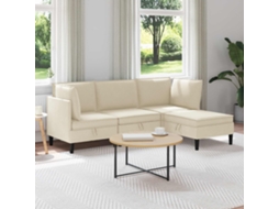 Vidaxl Conjunto De Móveis Para Sala De Estar 4 Unid. Creme Tecido
