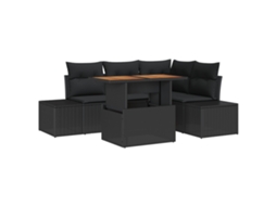 Conjunto 5 Conjunto De Sofá De Jardim Vidaxl Preto Vime Pe (100 X 55 X 73 Cm)