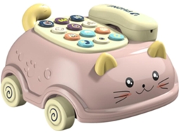 Telefone Educativo Multifuncional Infantil Formato Gato, Bilingue Chinês Inglês, Contos Sfushos (rosa)