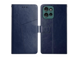 Capa De Couro Com Aba E Padrão Em Y Para Motorola Moto G15 Ht01