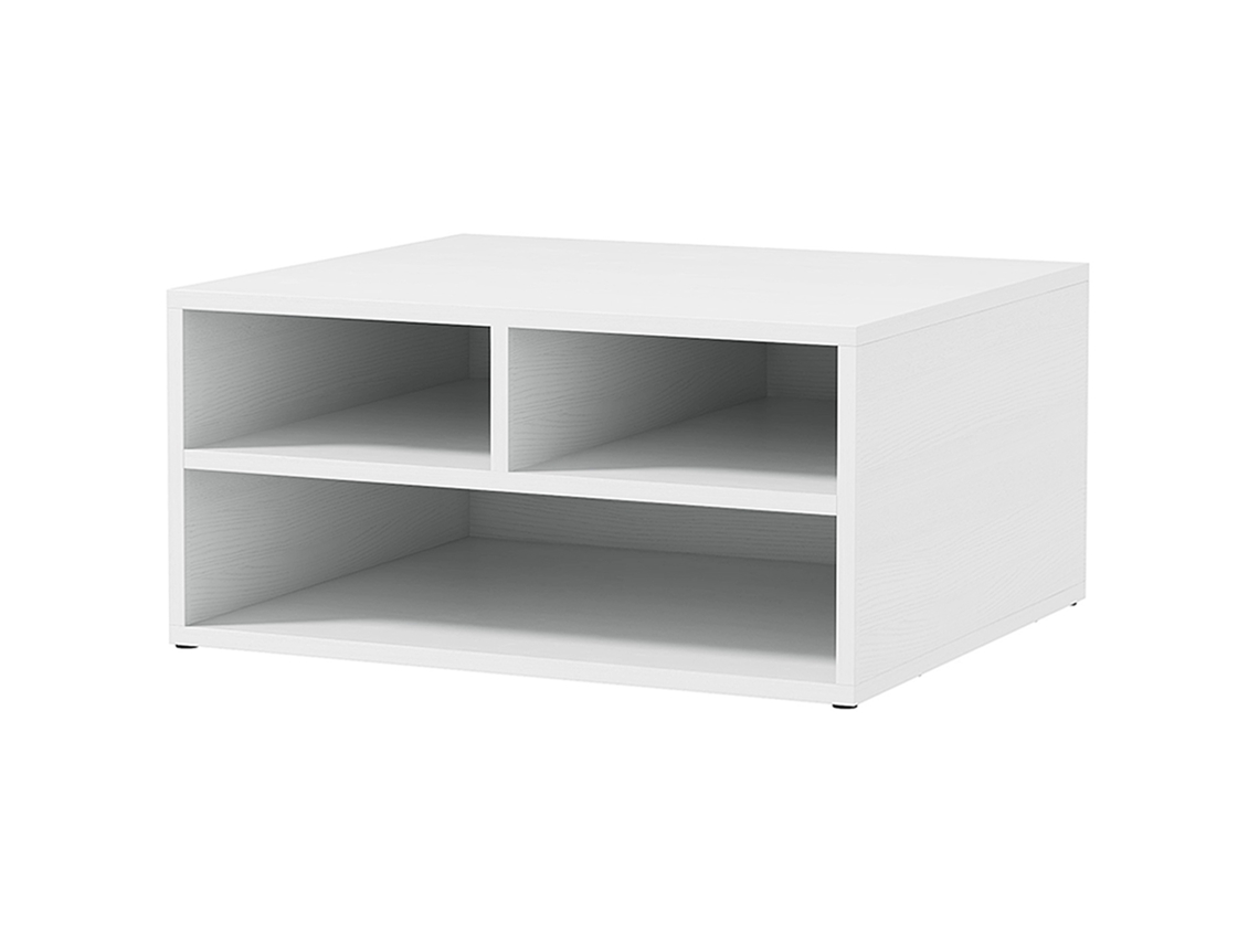 Organizador De Mesa Com 3 Compartimentos Suprimentos E Suporte Impressora, 47x40x22,5cm, Branco