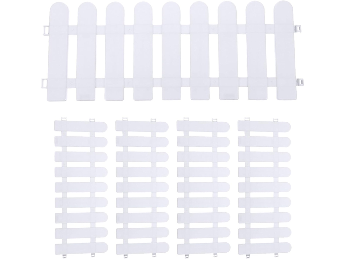 Conjunto De 5 Peças De Bordaduras De Jardim Em Plástico Branco, Cerca Decorativa Resistente Para Gra