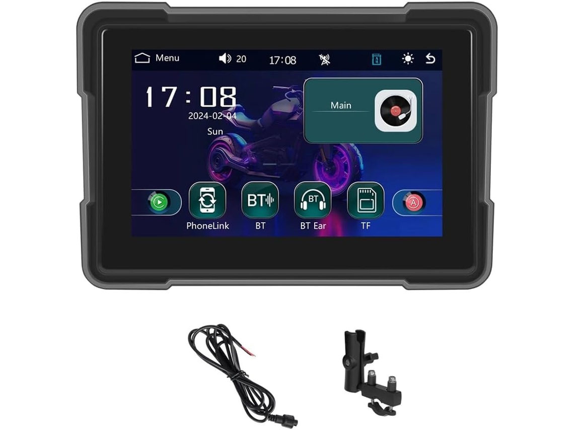 Câmera de Motocicleta de 5 Polegadas Sem Carplay, Android Auto, Reprodutor Inteligente Portátil, Tela Dvr À Prova D'água SFUSHOS