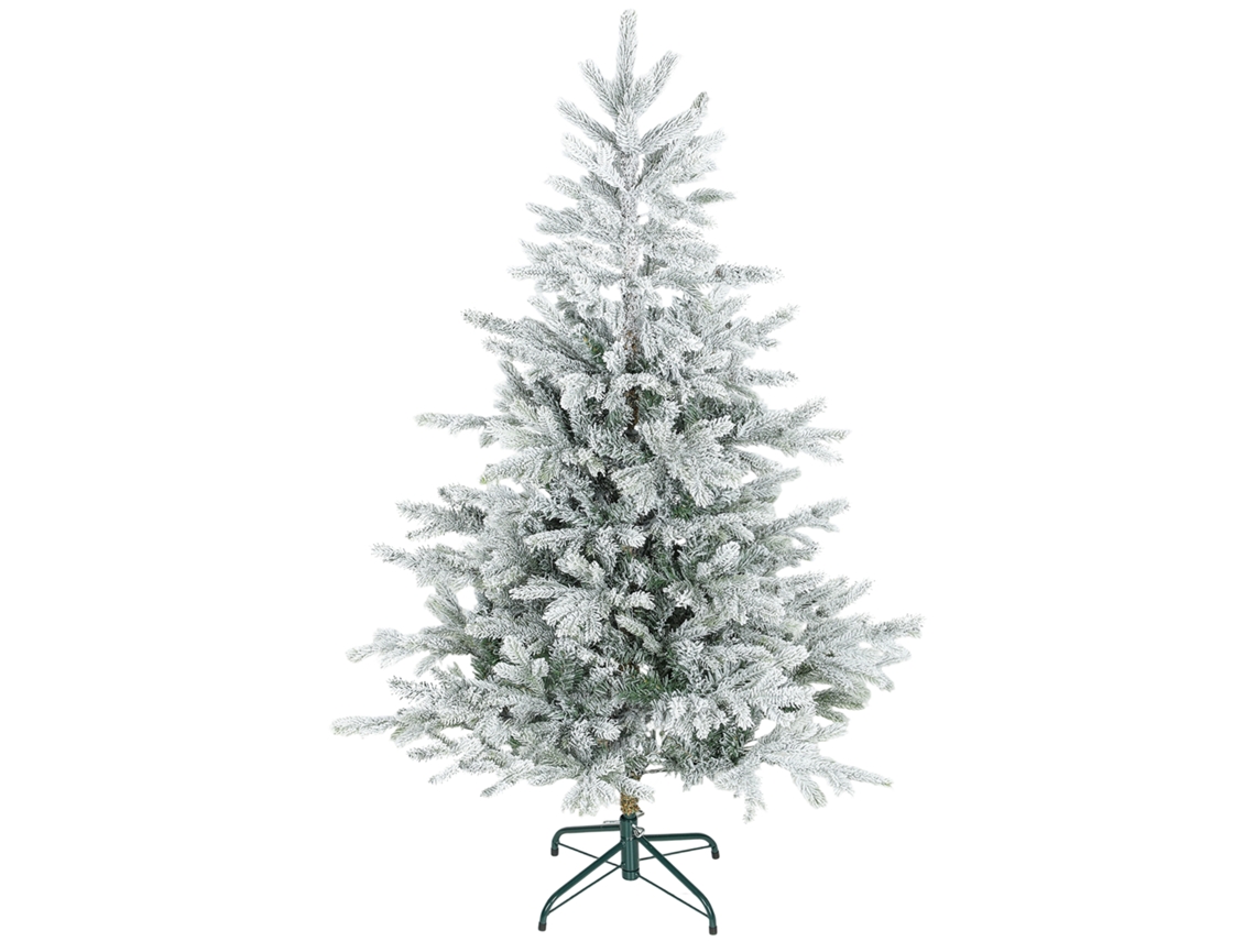 Árvore De Natal Artificial 150 Cm De Nevada Com 828 Ramos Base Dobrável E Fácil De Montar Verde