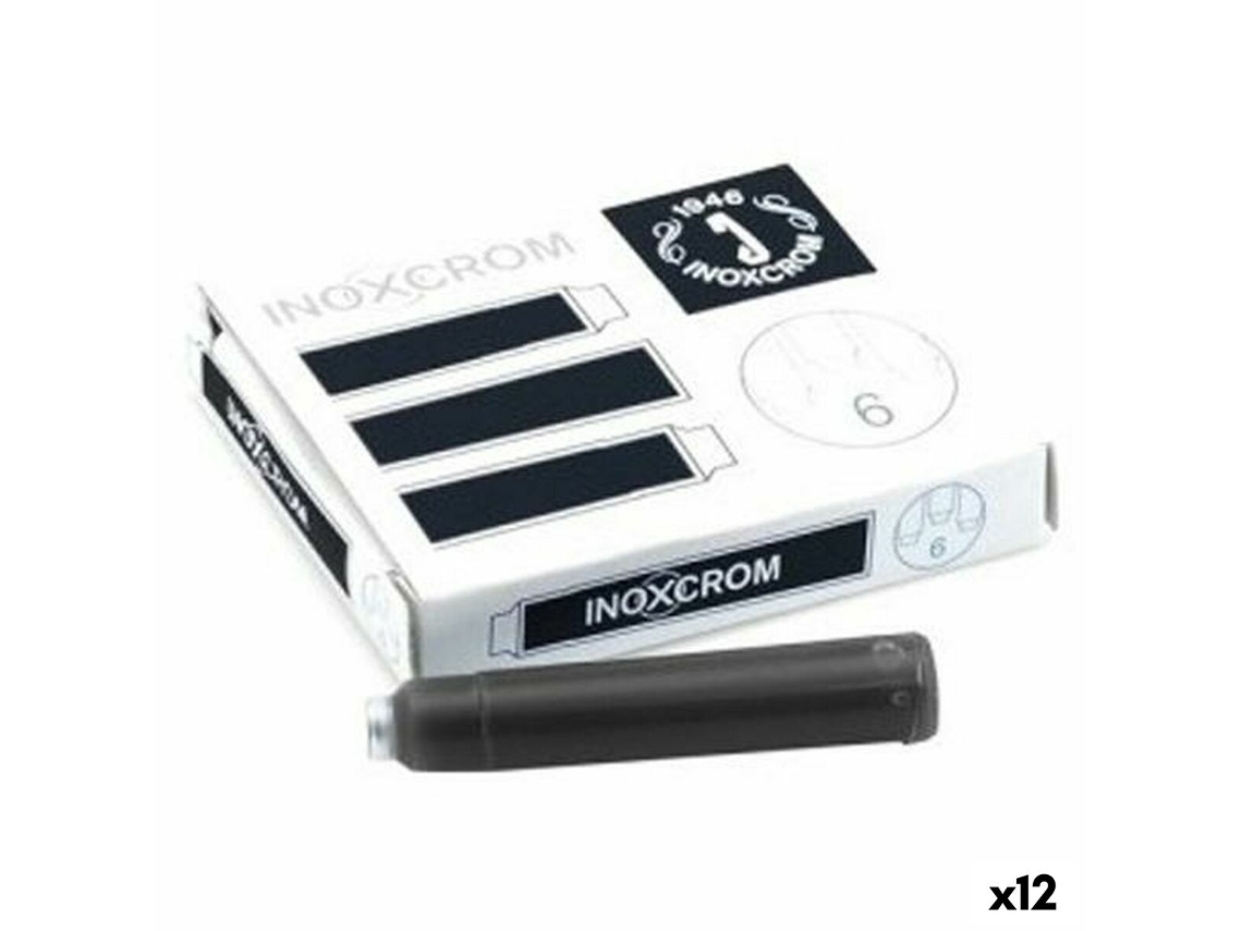Fountain Pen Ink Refill Inoxcrom Preto 6 Peças 12 Unidades