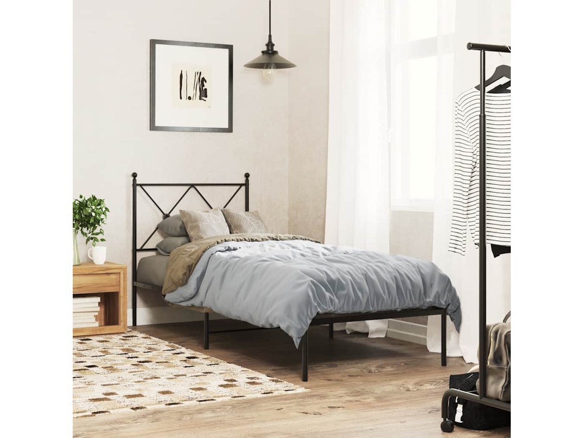 Vidaxl Estrutura De Cama Com Cabeceira 80x200 Cm Metal Preto