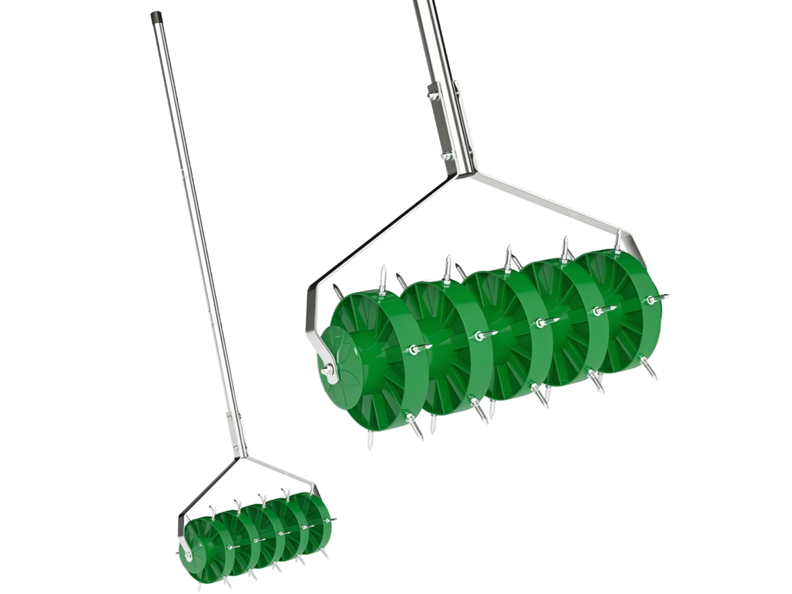Rolo de Aireador de Relva, Manual, 45x21x140cm, Verde Escuro BTFORUS
