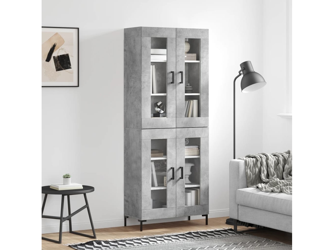 Vidaxl Armário Alto 69,5x34x180 Cm Derivados De Madeira Cinza Cimento