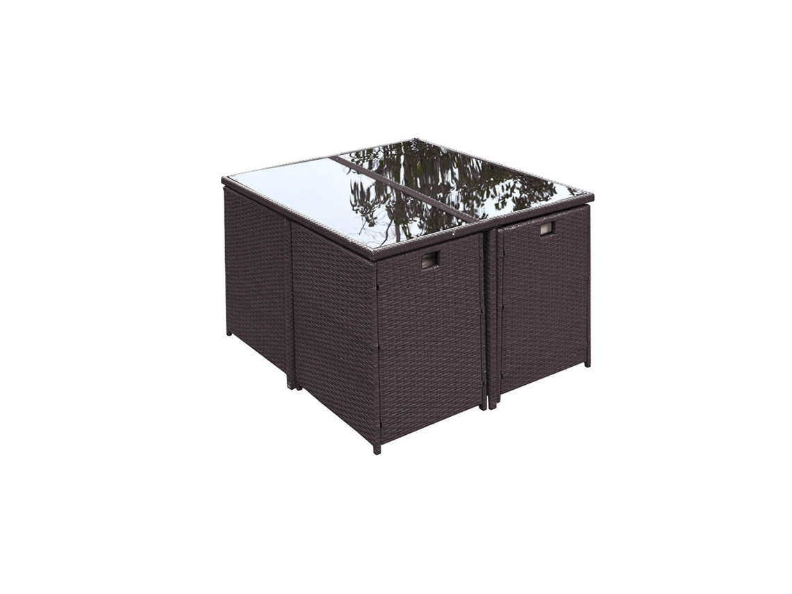Conjunto de Jardim CONCEPT U Florida (Castanho e Branco - Metal - 110x110x73 cm)