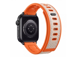 Pulseira De Silicone Texturizada Na Cor Creme Laranja Com Fecho Magnético, Compatível Com Apple Watch 38 40 41 42mm