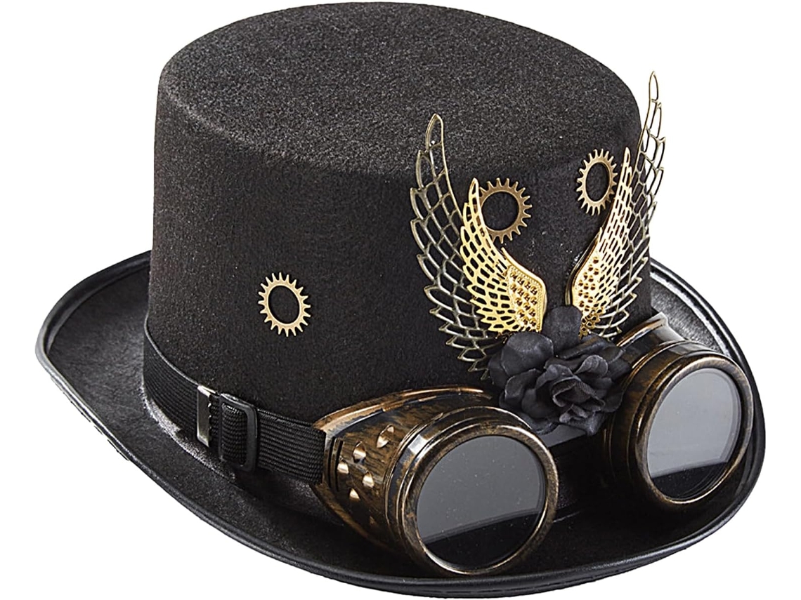Chapéu Steampunk Com Óculos - Acessório - Design Resistente E Versátil