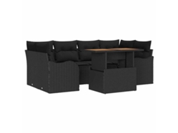 Maison Exclusive - Conjunto De Sofá De Jardim 7 Pcs Preto Rattan Sintético