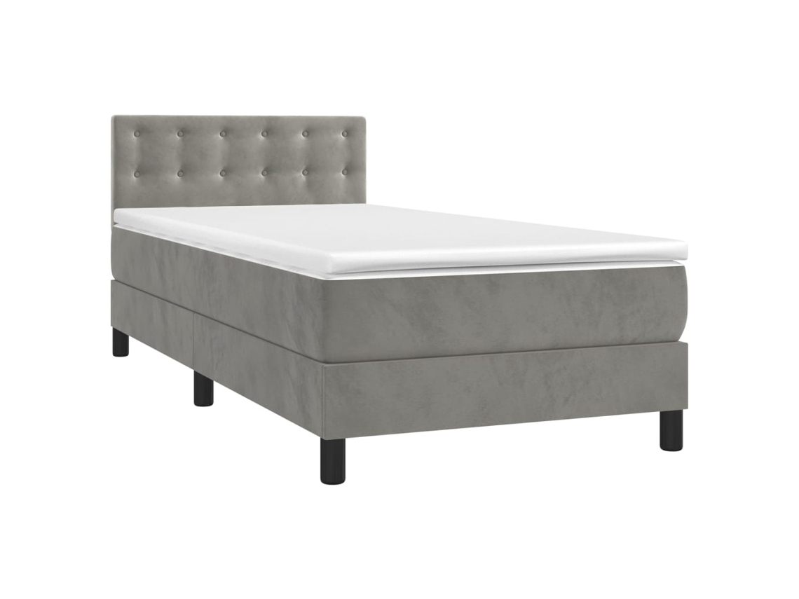 Box Spring Bed, Box Spring Beds Vidaxl Cinzeto Veludo (90 X 190 Cm)