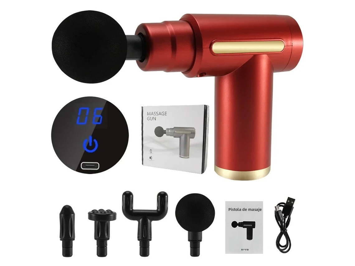 Pistola de Massagem Muscular com Tela Led para Fáscia, Massageador Muscular de Tecidos Profundos MDUG (vermelho)