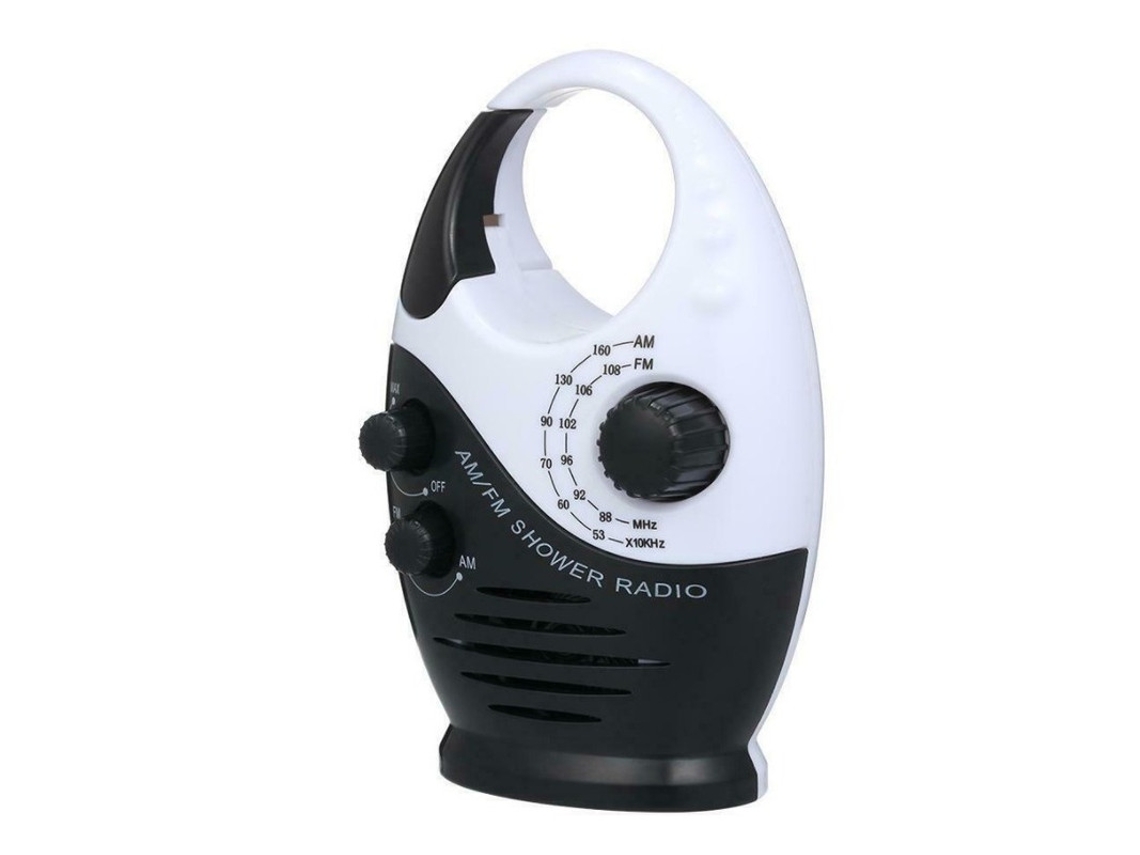 Mini Rádio Am/fm em Prova d'Água com Caixa de Som Portátil BESTVITE (preto/branco)