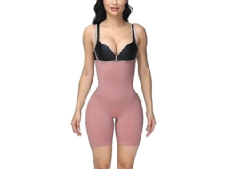 Calcinha Legging Skinny De Nylon Elastic Com Controle Abdominal E Apoio Para Bumbum, Comoda E Curta Até Joelho Rosa