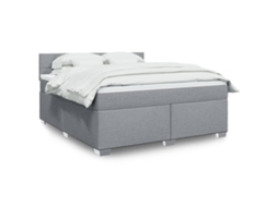 Vidaxl Cama Com Molas/colchão 180x200 Cm Tecido Cinzento-claro