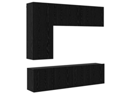 Conjunto de 5 painéis de parede para TV em Carvalho Preto MAISON EXCLUSIVE