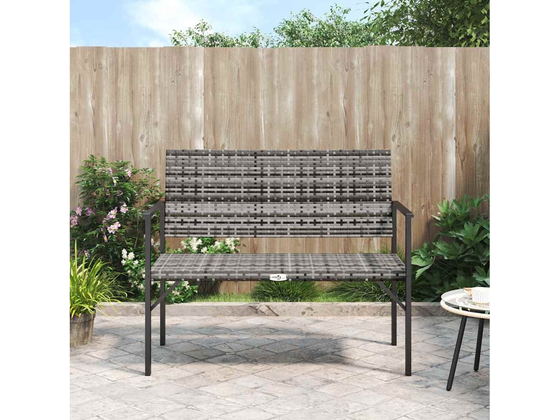 Vidaxl Banco De Jardim De 2 Lugares Vime Pe Cinzento