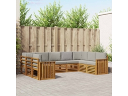 Vidaxl Conjunto De Sofá Sectional 9 Pcs Cinza Natural E Claro